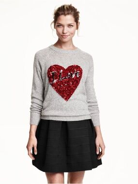 H&M Sequin Heart Sweater
